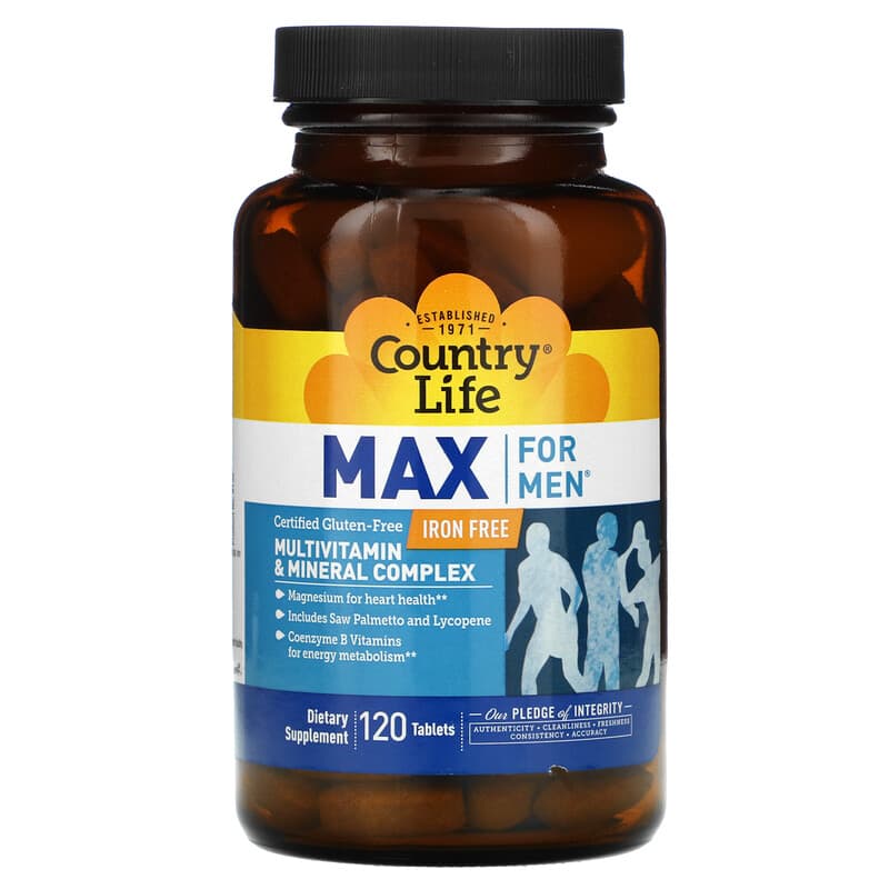 Country Life Max for Men Multivitamin & Mineral Complex Iron-Free 120 Tablets 15794081364