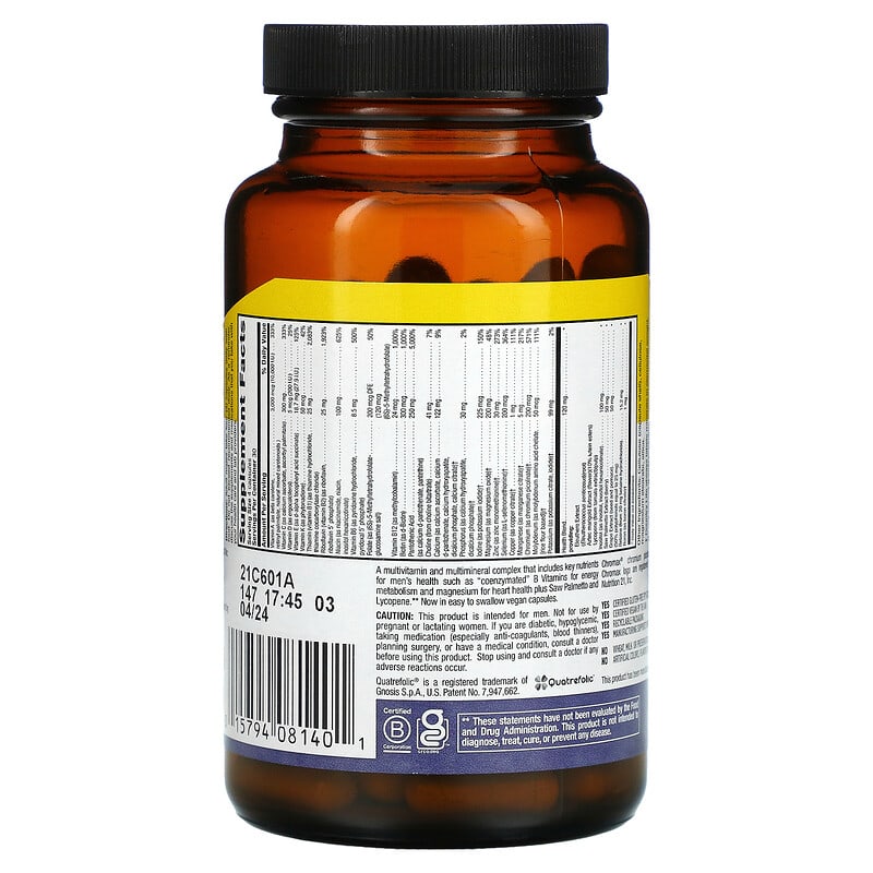 Country Life, Max for Men, Multivitamin & Mineral Complex, Iron-Free, 120 Vegan Capsules 15794081401