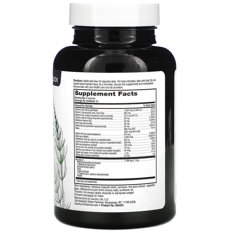 Country Life, Maxi-Hair Plus, 5,000 mcg, 120 Vegetarian Capsules 15794050438