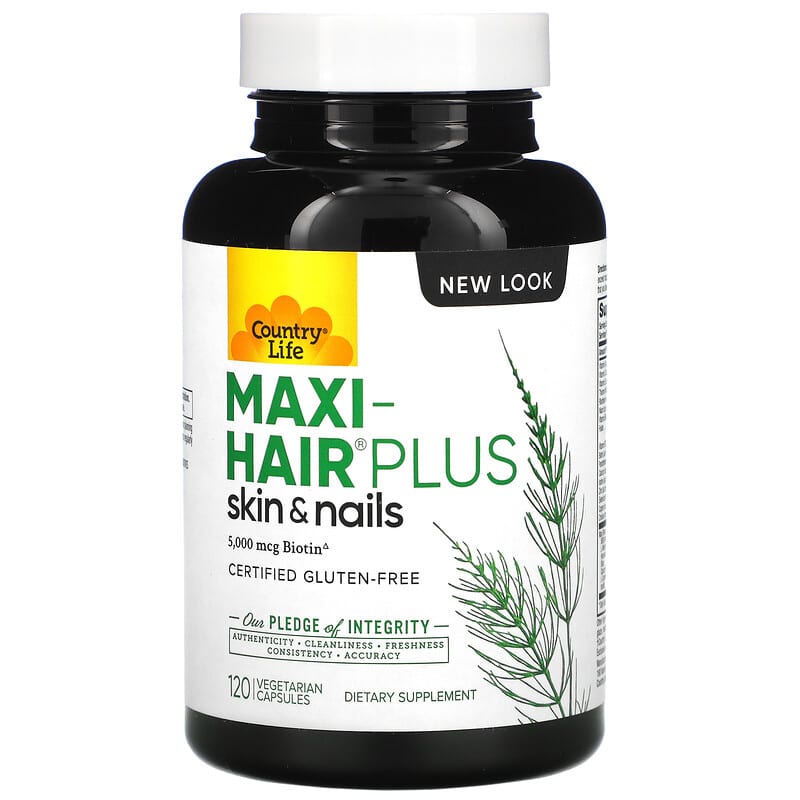 Country Life Maxi-Hair Plus 5,000 mcg 120 Vegetarian Capsules 15794050438