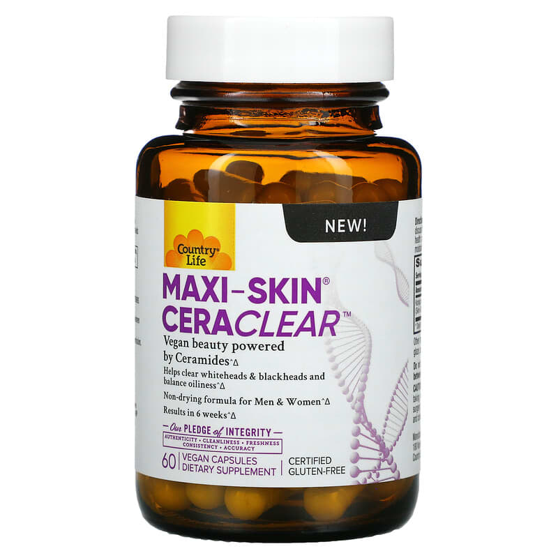 Country Life, Maxi-Skin Cera Clear, 60 Vegan Capsules 15794050872