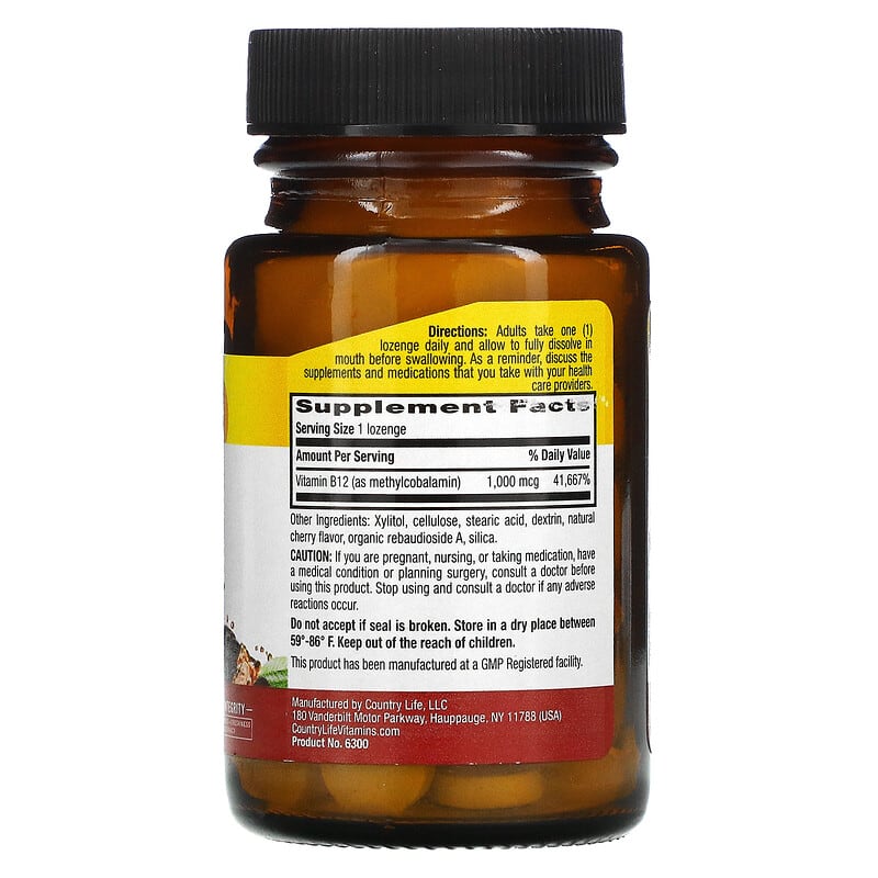 Country Life, Methyl B12, Cherry, 1,000 mcg, 60 Lozenges 15794063001