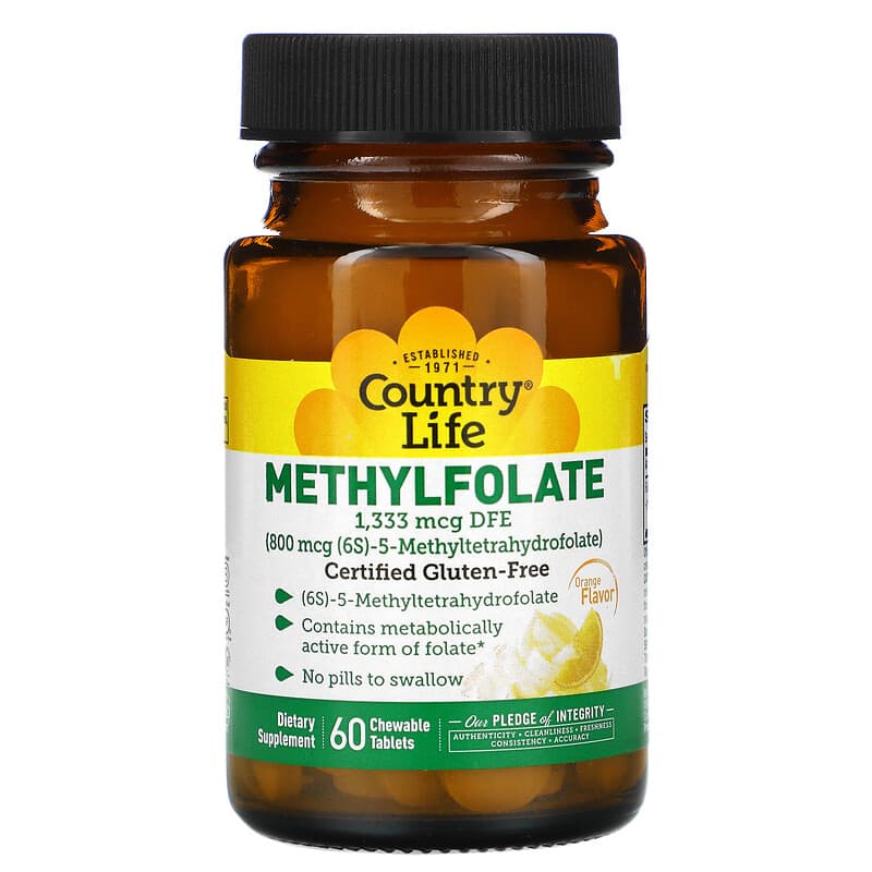 Country Life Methylfolate Orange 800 mcg 60 Chewable Tablets 15794063100