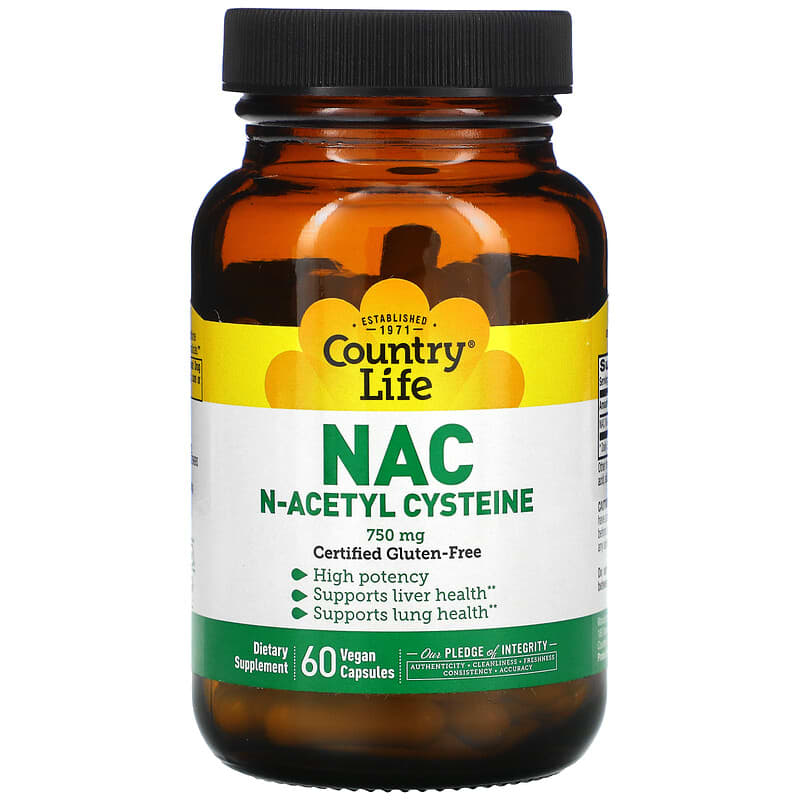 Country Life NAC N-Acetyl Cysteine 750 mg 60 Vegan Capsules 15794016878