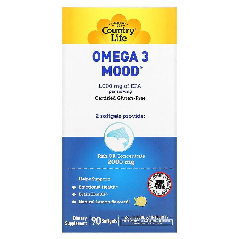 Country Life Omega 3 Mood Natural Lemon 90 Softgels 15794041207