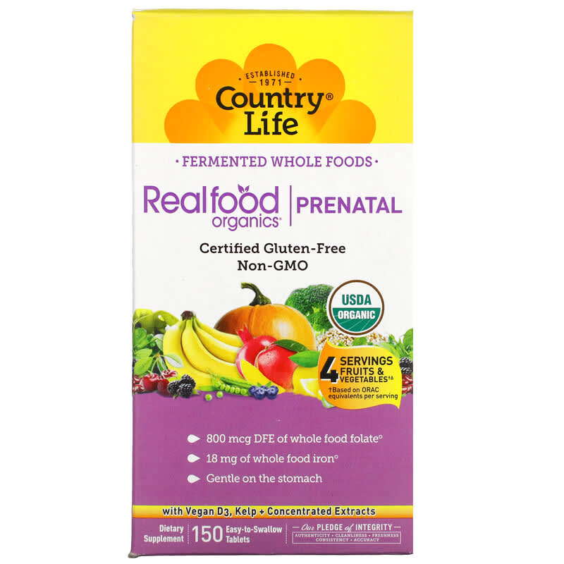 Country Life Realfood Organics Prenatal 150 Easy-to-Swallow Tablets 15794091165