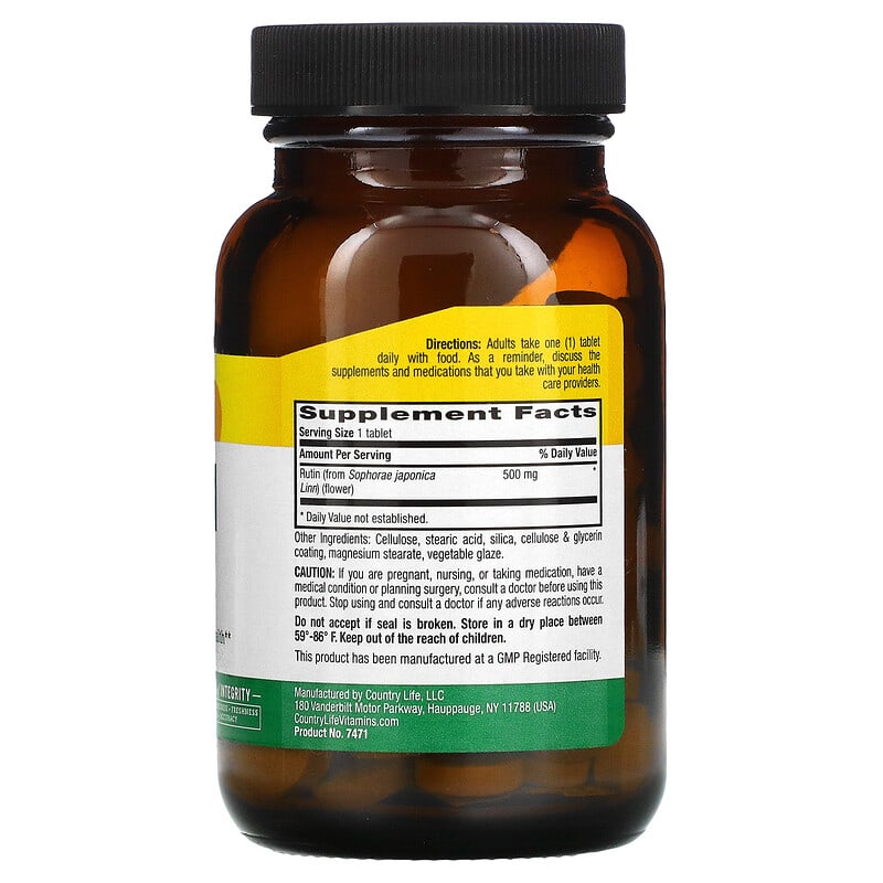 Country Life, Rutin, 500 mg, 100 Tablets 15794074717