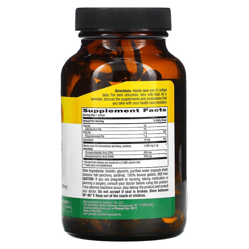 Country Life, Super Omega-3, Concentrated, 60 Softgels 15794045113