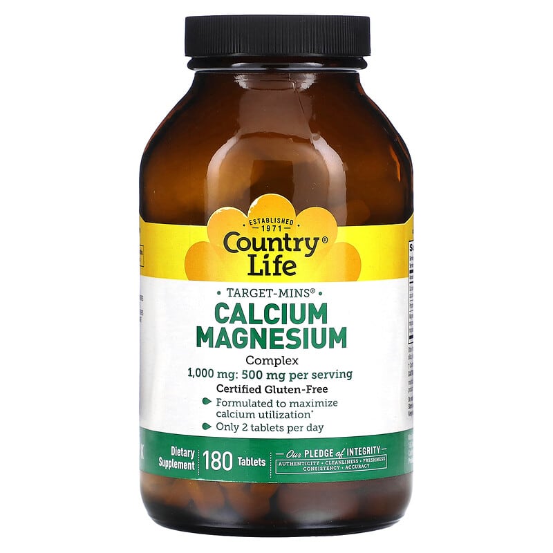 Country Life Target-Mins Calcium-Magnesium Complex 500 mg 180 Tablets 15794024811