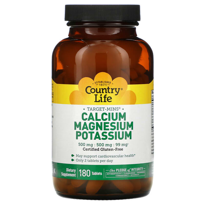 Country Life Target-Mins Calcium Magnesium Potassium 180 Tablets 15794024866