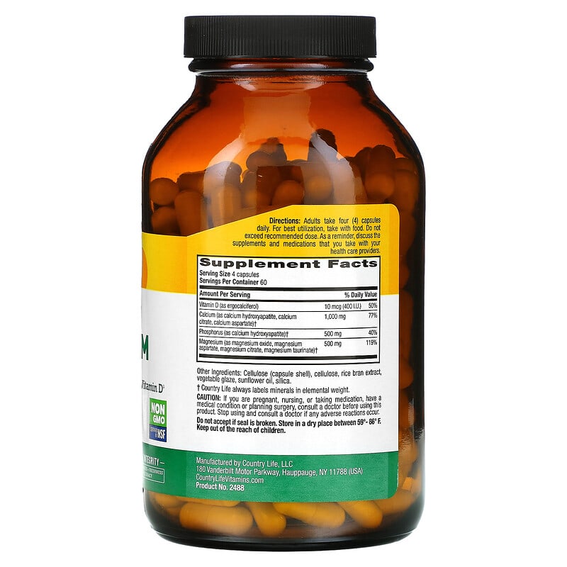 Country Life, Target-Mins Calcium Magnesium with Vitamin D Complex, 240 Vegan Capsules 15794024880