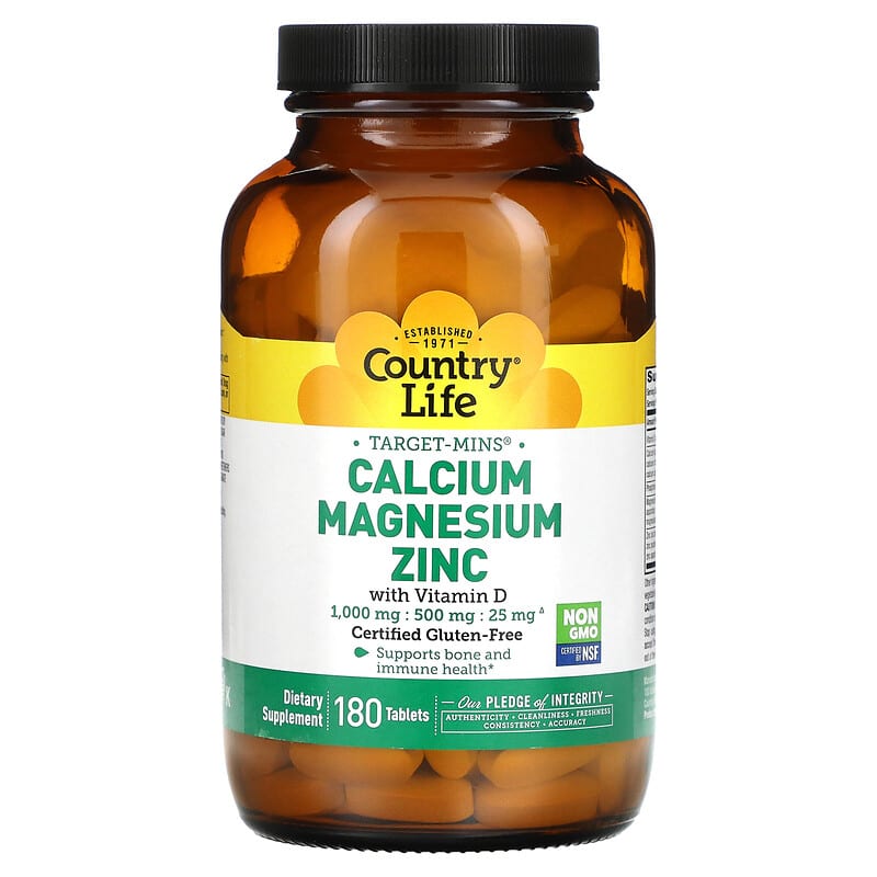 Country Life Target-Mins Calcium Magnesium Zinc with Vitamin D 180 Tablets 15794024910