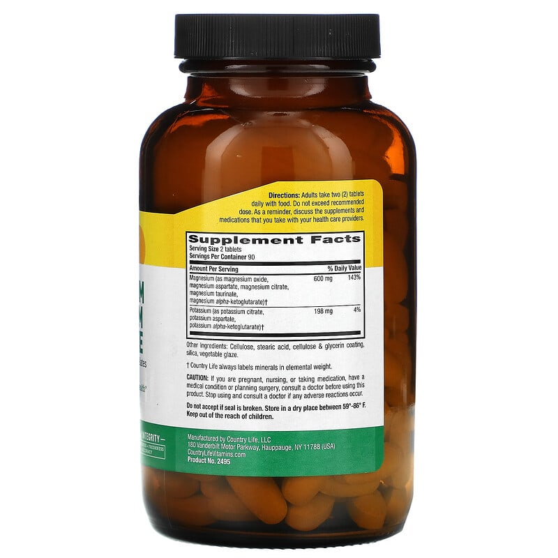 Country Life, Target-Mins Magnesium Potassium Aspartate, 180 Tablets 15794024958