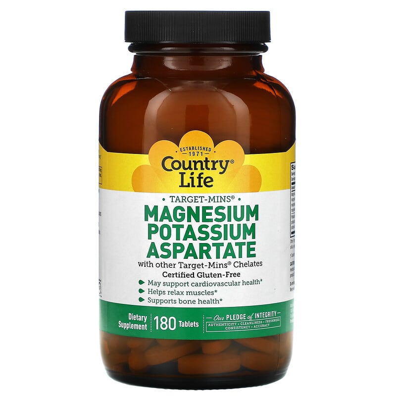 Country Life Target-Mins Magnesium Potassium Aspartate 180 Tablets 15794024958