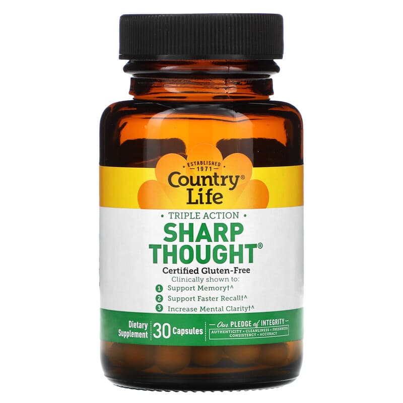 Country Life, Triple Action Sharp Thought, 30 Capsules 15794049470