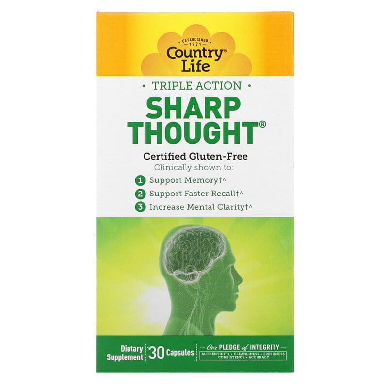 Country Life Triple Action Sharp Thought 30 Capsules 15794049470
