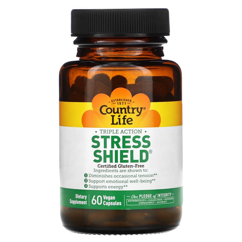 Country Life, Triple Action Stress Shield, 60 Vegan Capsules 15794050346
