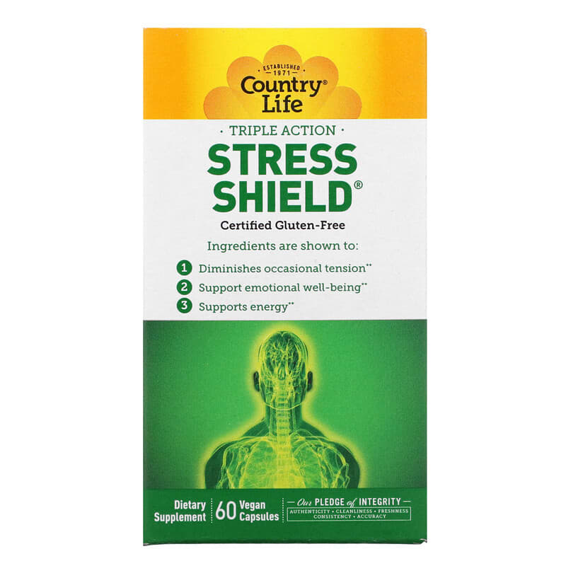 Country Life Triple Action Stress Shield 60 Vegan Capsules 15794050346