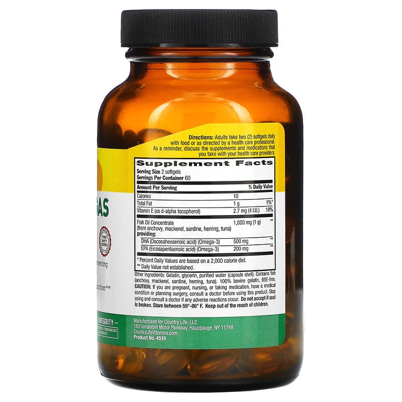 Country Life, Ultra Omegas DHA/EPA, 120 Softgels 15794045168