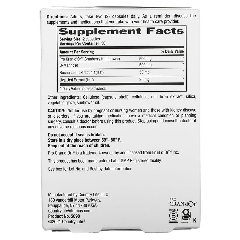 Country Life, Urinary Tract Care, 60 Vegan Capsules 15794050988