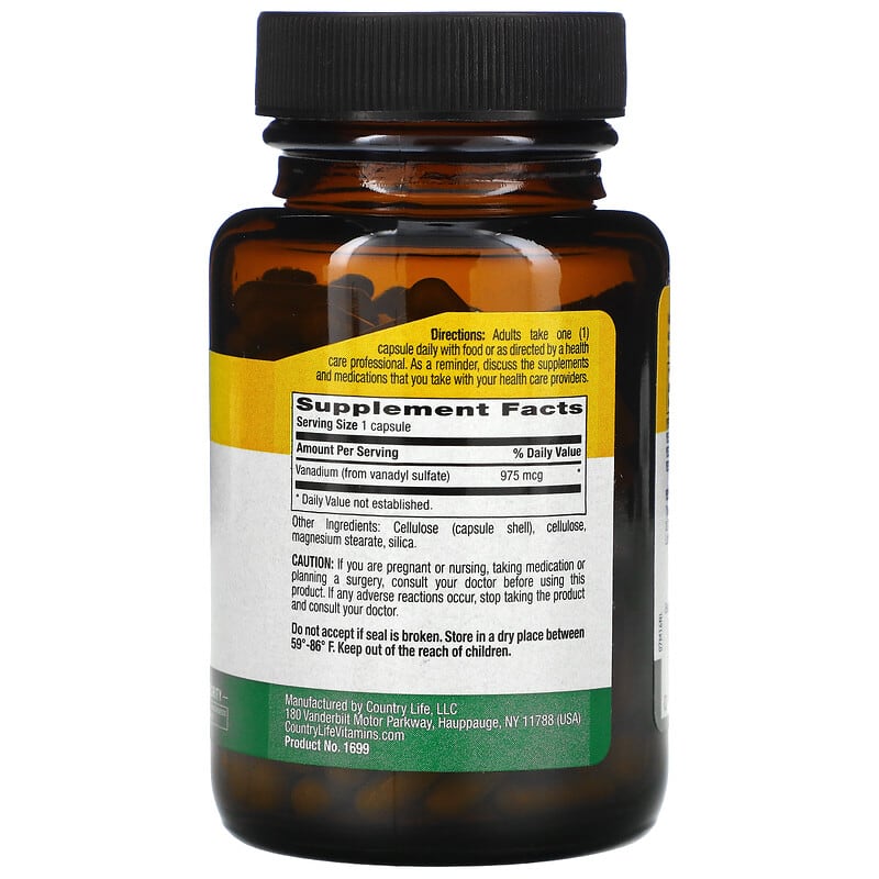 Country Life, Vanadyl Sulfate, 180 Vegan Capsules 15794016991