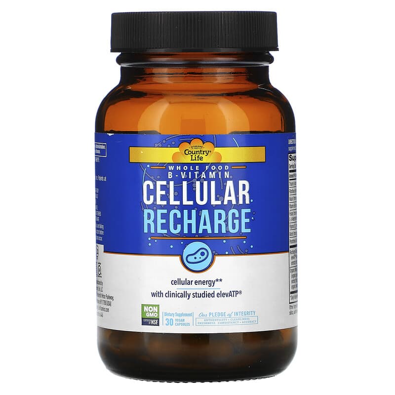 Country Life, Whole Food B-Vitamin, Cellular Recharge,  30 Vegan Capsules 15794064466