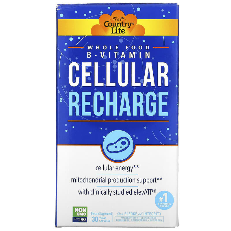Country Life Whole Food B-Vitamin Cellular Recharge 30 Vegan Capsules 15794064466