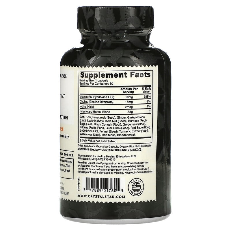 Crystal Star, Cellulite Tone, 60 Vegetarian Capsules 747889017605