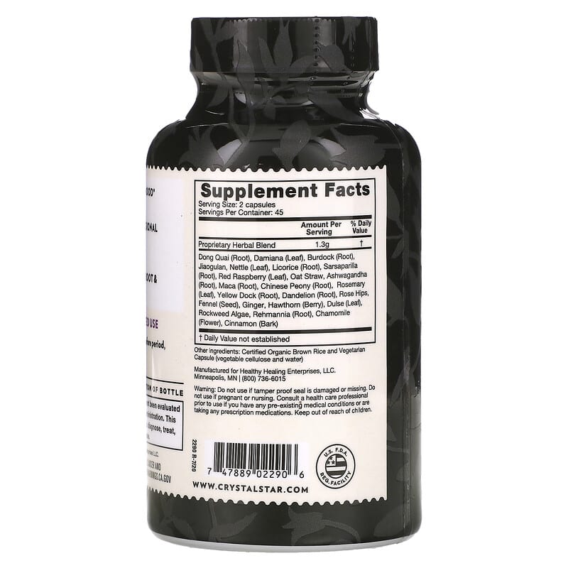 Crystal Star, Female Harmony, PMS Support, 90 Vegetarian Capsules 747889022906