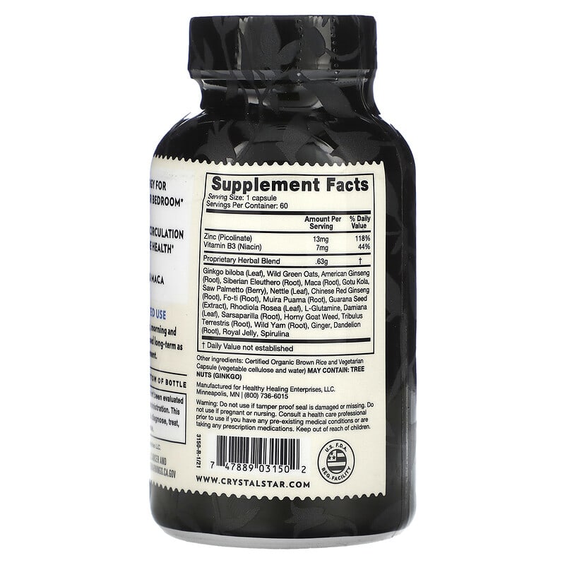 Crystal Star, Male Performance, 60 Vegetarian Capsules 747889031502