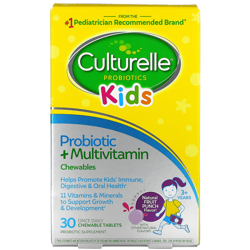 Culturelle Kids Probiotic + Multivitamin Chewables 3 Years + Natural Fruit Punch 30 Chewable Tablets 49100400761