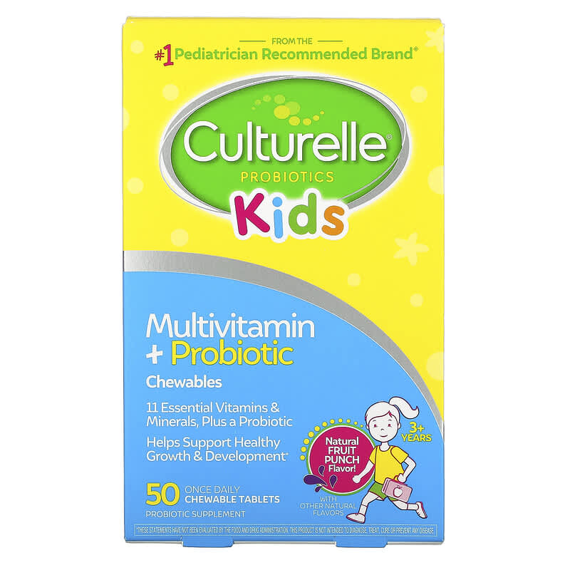 Culturelle Kids Probiotics Multivitamin + Probiotic 3+ Years Natural Fruit Punch 50 Chewable Tablets 49100400709