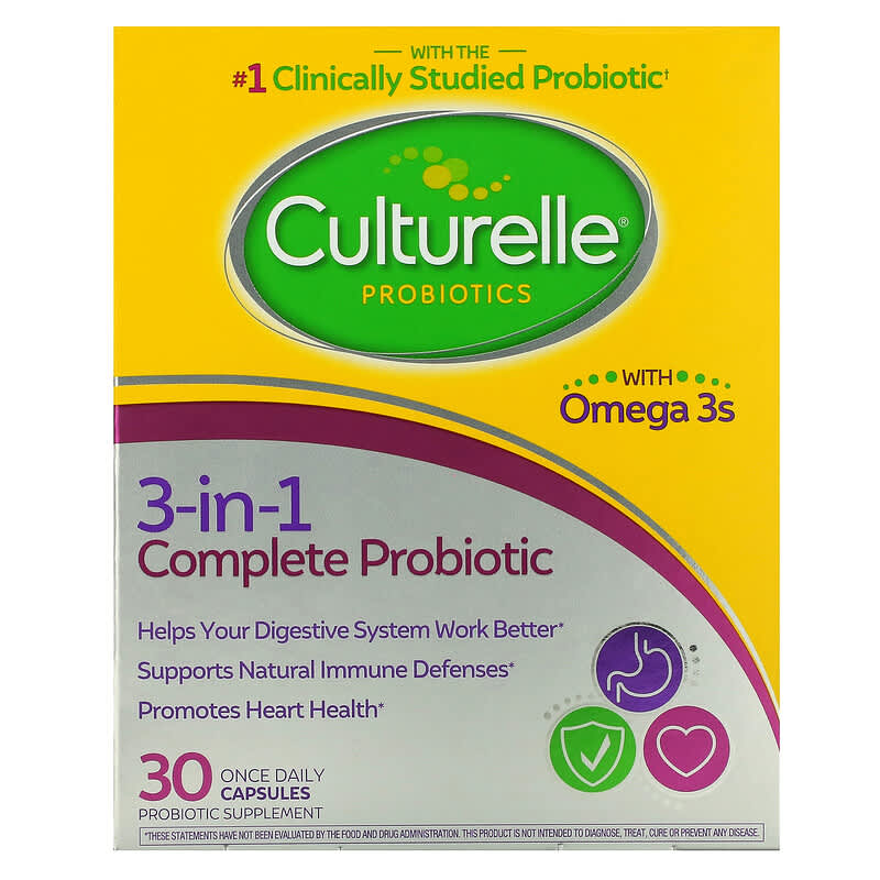 Culturelle Probiotics 3-in-1 Complete Probiotic with Omega 3s 30 Once Daily Capsules 49100400389