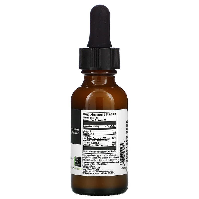 DaVinci Laboratories of Vermont, Liposomal A.D.K, Mint, 1 fl oz (30 ml) 26664014955