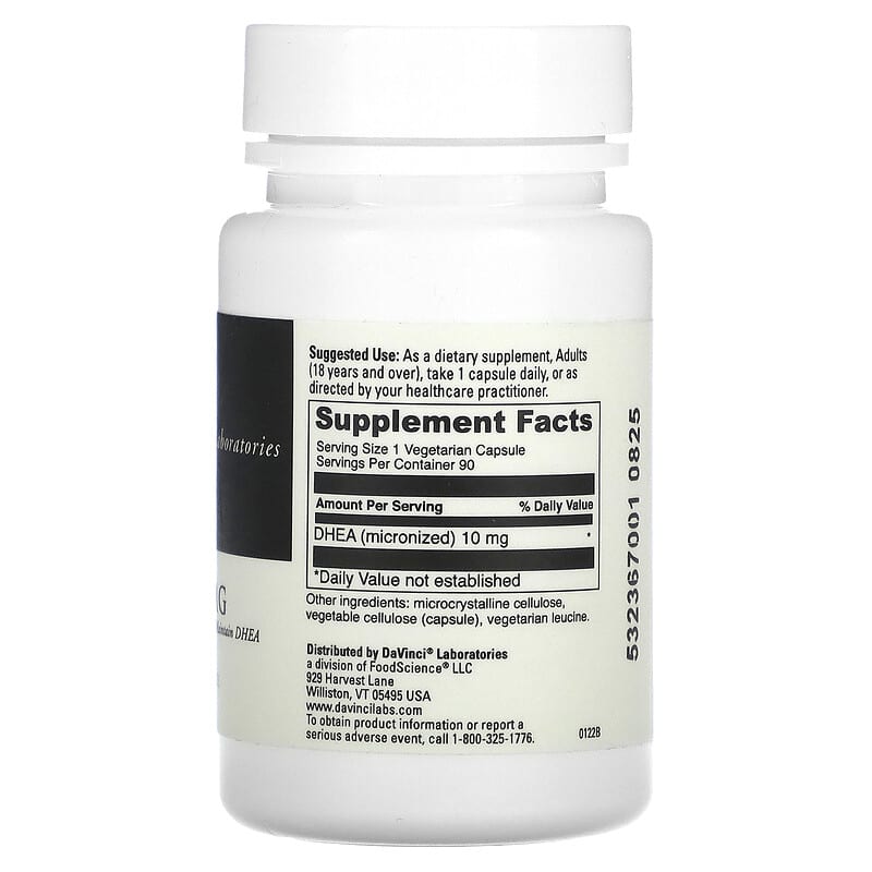 DaVinci Laboratories of Vermont, Micronized DHEA, 10 mg, 90 Capsules 26664249395