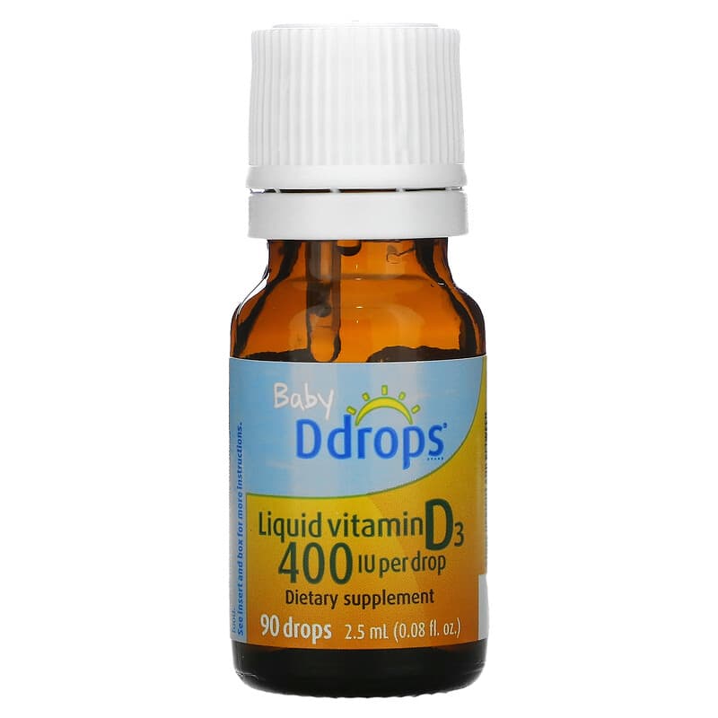 Ddrops, Baby, Liquid Vitamin D3, 400 IU, 90 Drops, 0.08 fl oz (2.5 ml) 851228000064