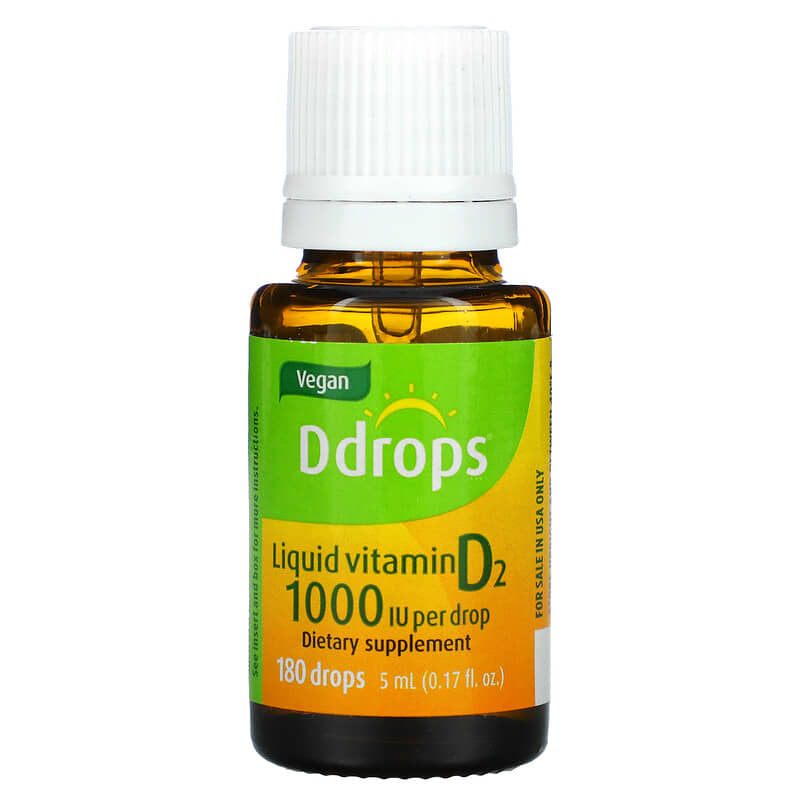 Ddrops, Liquid Vitamin D2, 1,000 IU, 0.17 fl oz (5 ml) 851228000323