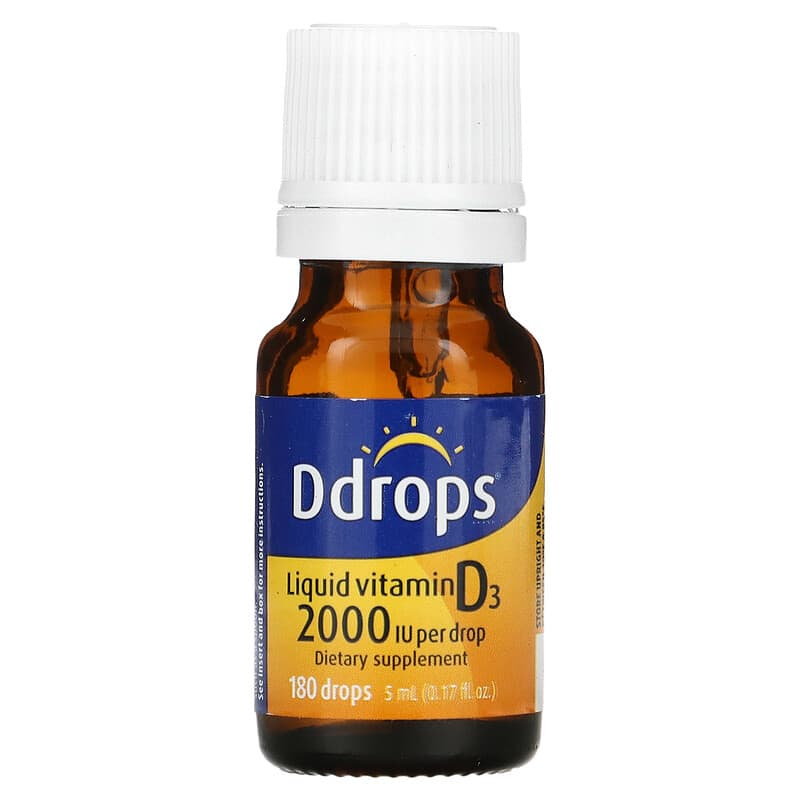 Ddrops, Liquid Vitamin D3, 2,000 IU, 0.17 fl oz (5 ml) 851228000095