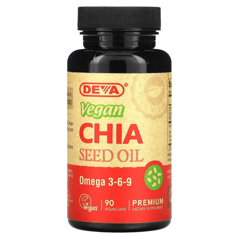 Deva Premium Vegan Chia Seed Oil 90 Vegan Caps 895634000263
