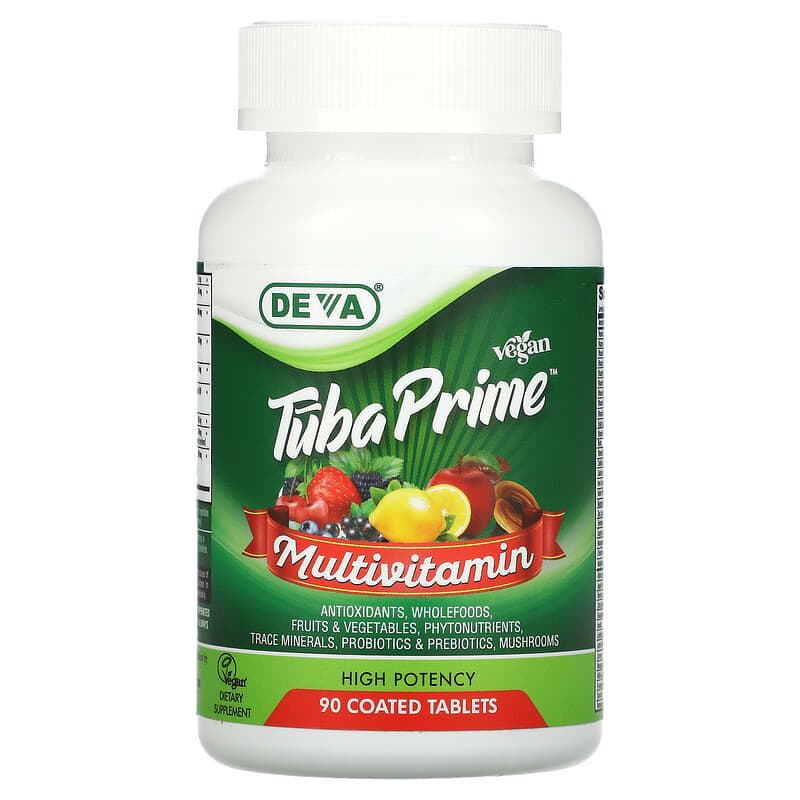 Deva Tuba Prime Vegan Multivitamin High Potency 90 Coated Tablets 895634000645