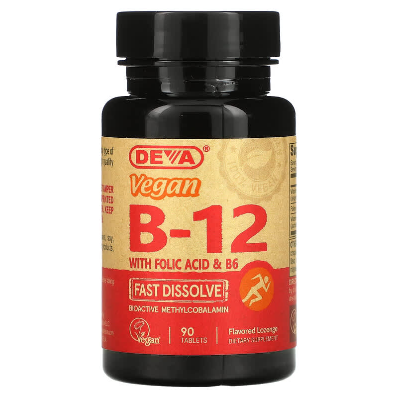 Deva Vegan B12 with Folic Acid & B6 Fast-Dissolve 90 Tablets 895634000218