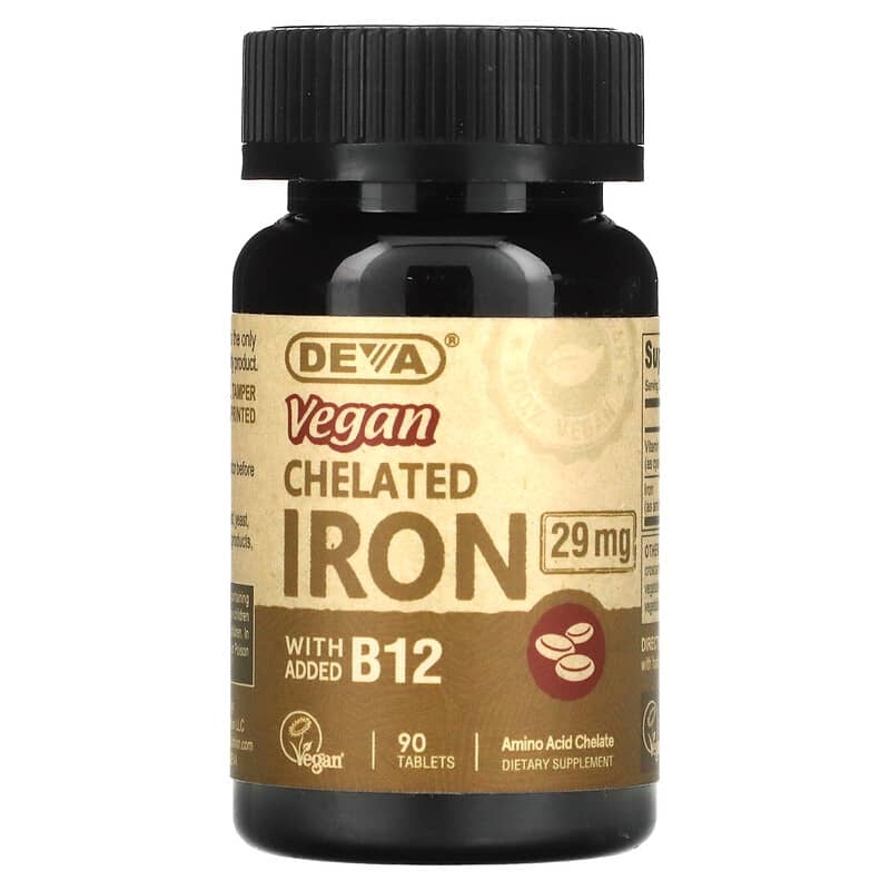 Deva Vegan Chelated Iron 29 mg 90 Tablets 895634000379