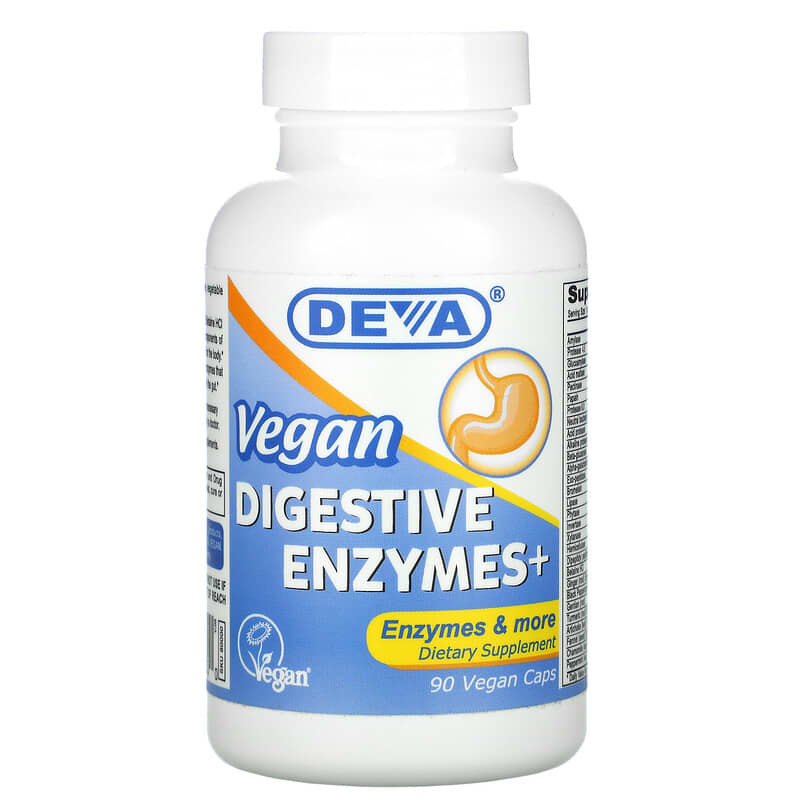 Deva Vegan Digestive Enzymes+ 90 Vegan Caps 895634000300