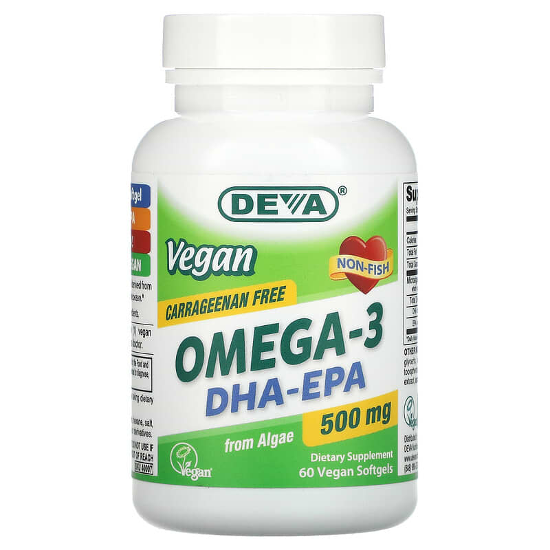 Deva Vegan Omega-3 DHA-EPA 500 mg 60 Vegan Softgels 895634000638