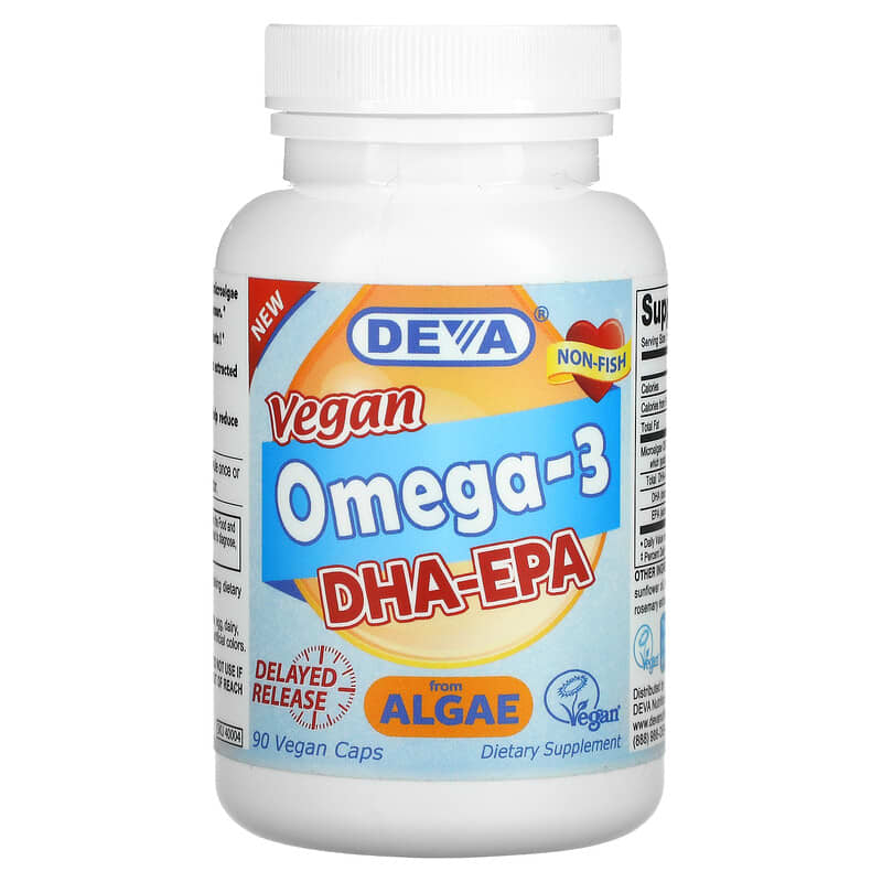 Deva Vegan Omega-3 DHA-EPA Delayed Release 90 Vegan Caps 895634000553