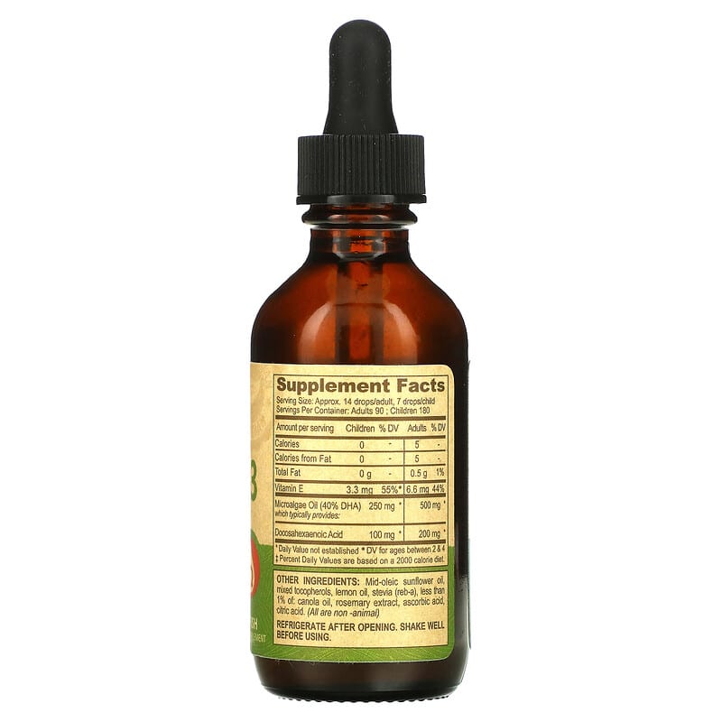 Deva, Vegan Omega-3 DHA, Lemon, 2 fl oz (60 ml) 895634000287