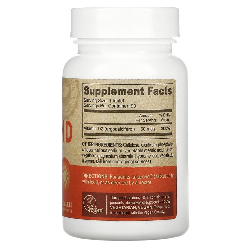 Deva, Vegan Vitamin D, D2, 60 mcg (2,400 IU), 90 Tablets 895634000331