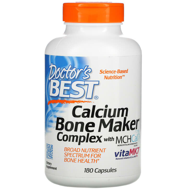 Doctor's Best Calcium Bone Maker Complex with MCHCal and VitaMK7 180 Capsules 753950002456