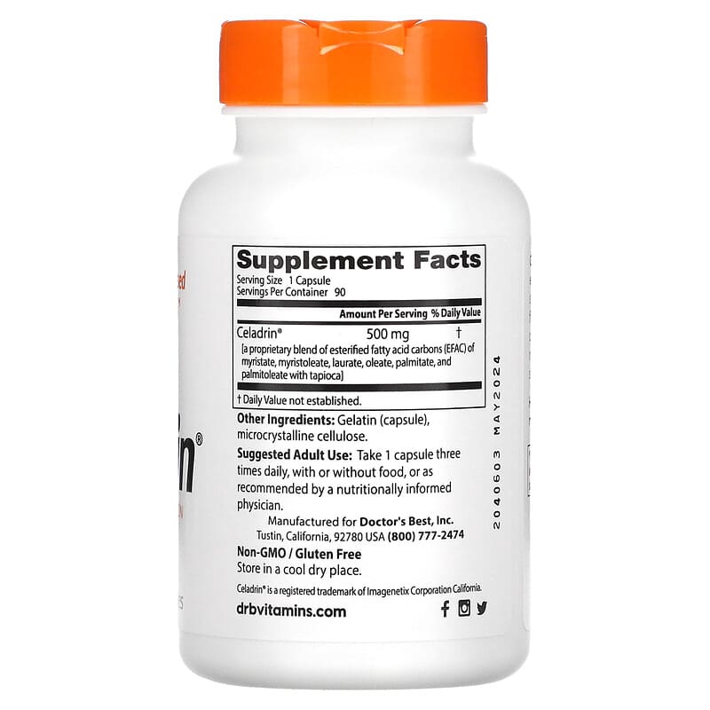 Doctor's Best, Celadrin, 500 mg, 90 Capsules 753950001374