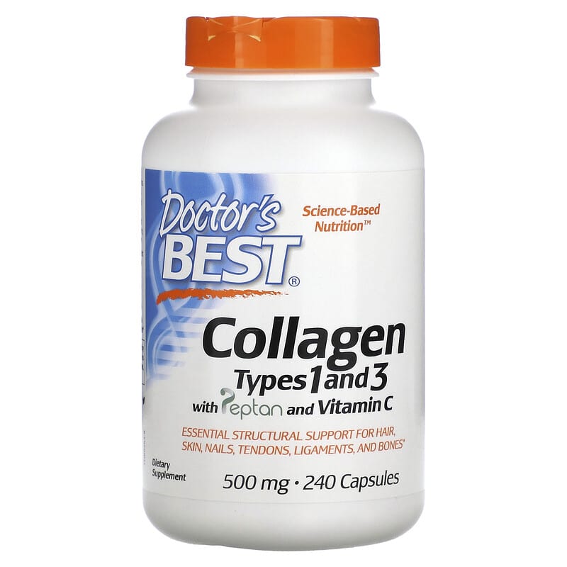 Doctor's Best Collagen Types 1 and 3 with Peptan and Vitamin C 125 mg 240 Capsules 753950002630